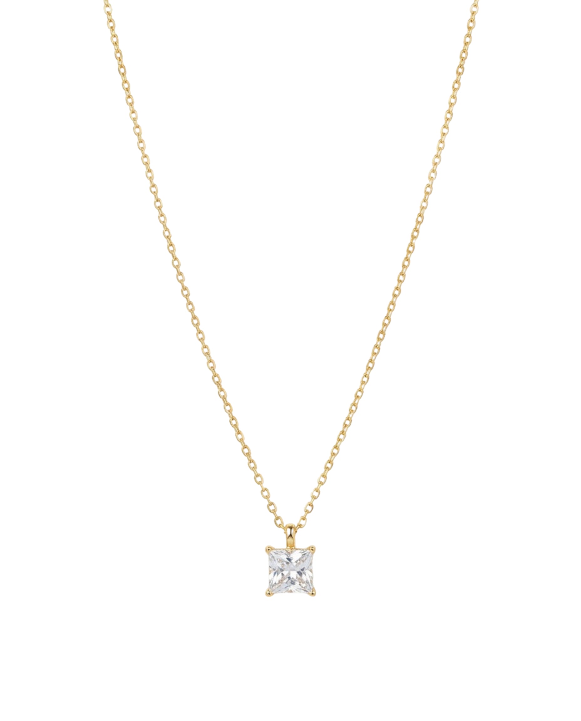 Colier argint 925, auriu, placat cu aur, pandantiv pătrat zirconiu, MYGRACE