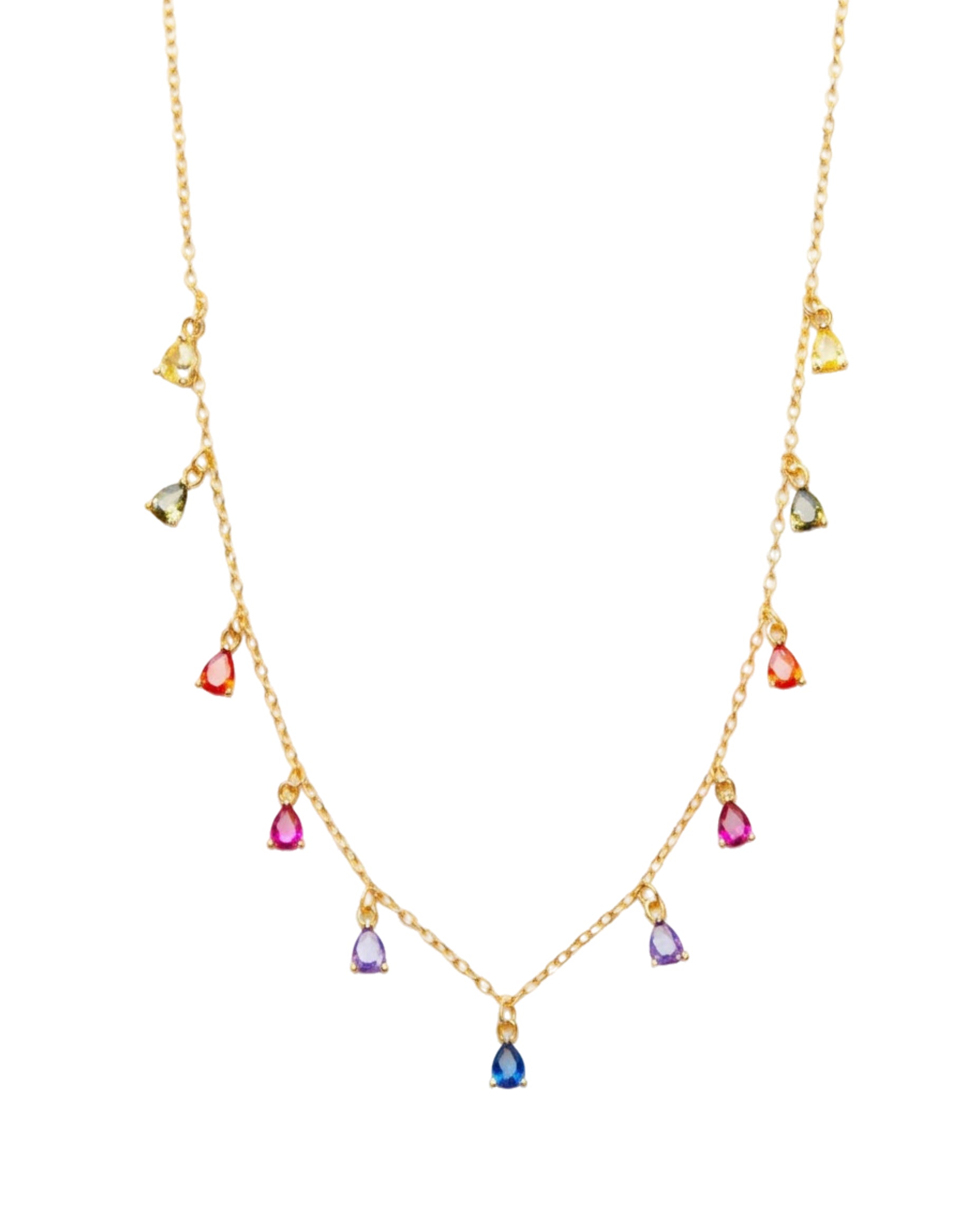 Colier argint 925 cu pandantive, multicolor, lănțișor auriu, placat cu aur, MYGRACE