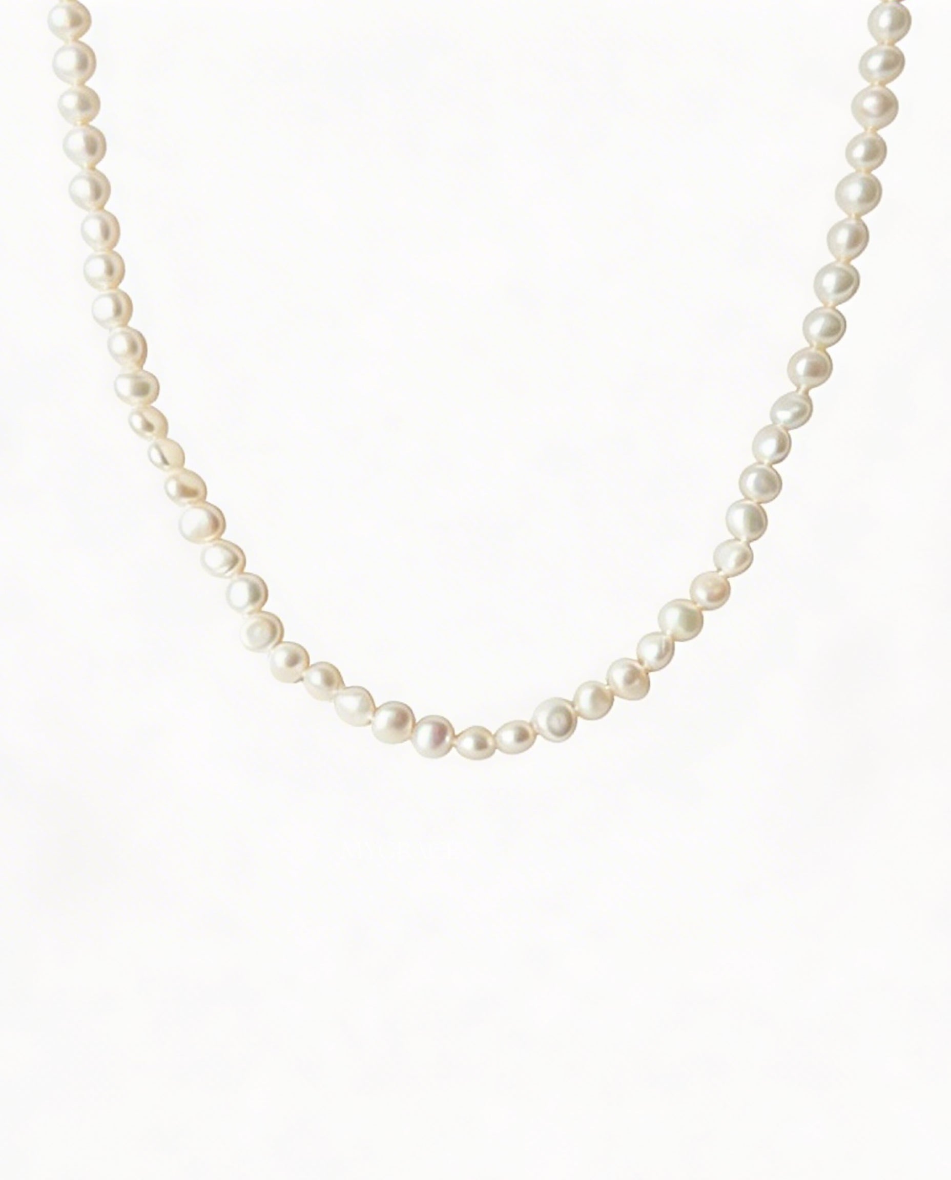 Colier perle naturale și argint 925, alb, la baza gâtului, 5 mm, MYGRACE