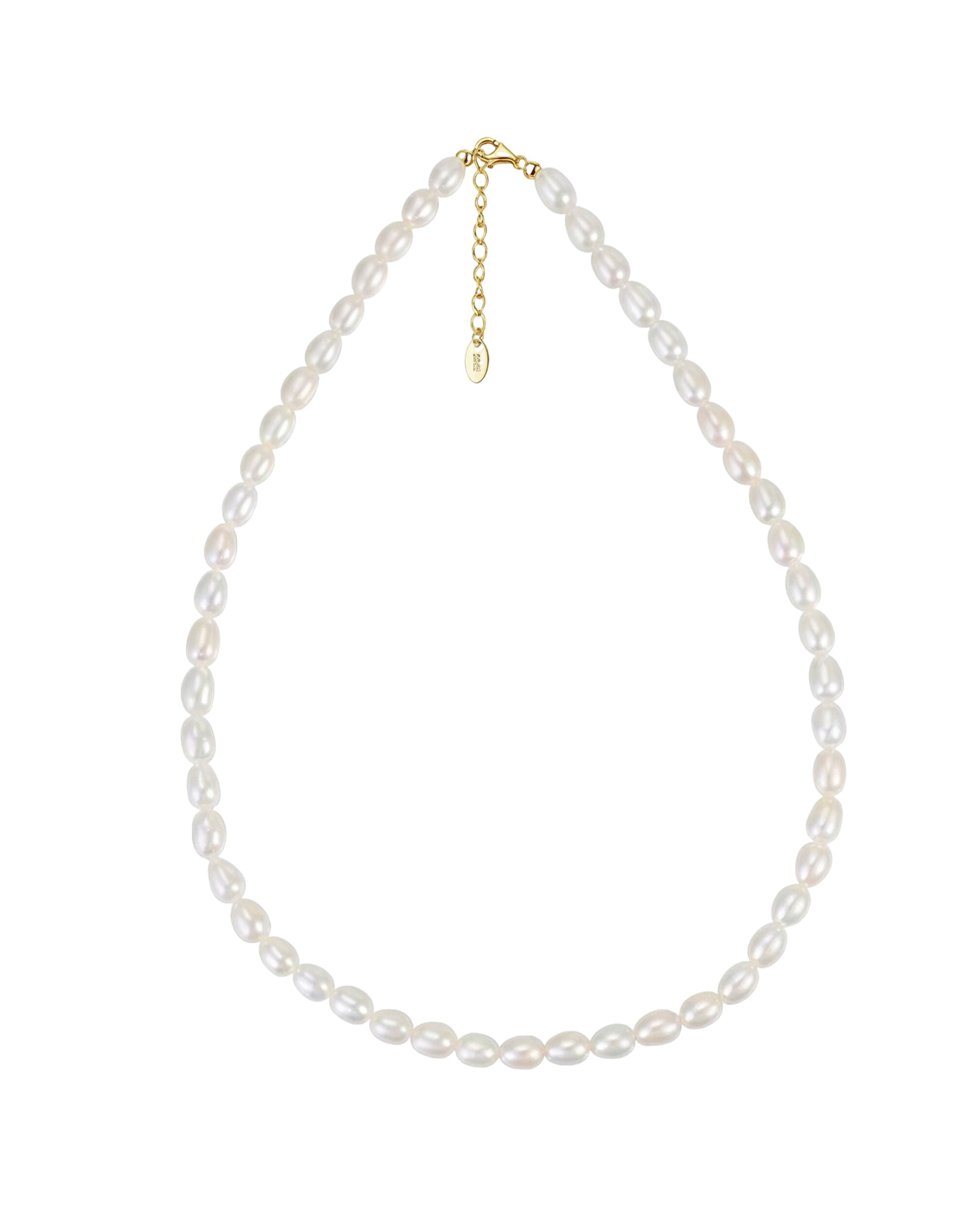 Colier perle naturale și argint 925, alb, placat cu aur, 5 mm, MYGRACE