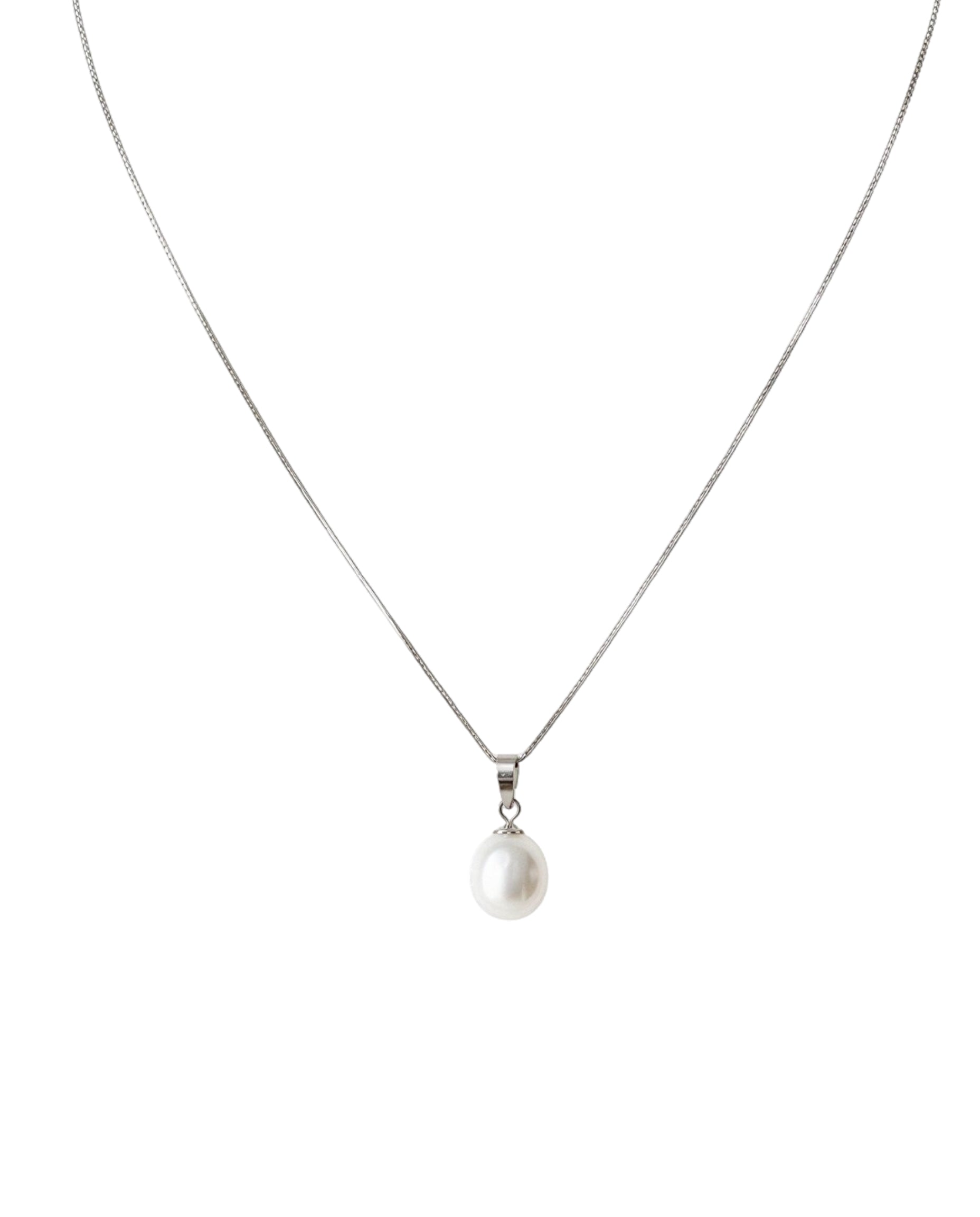 Colier argint 925 cu pandantiv perlă naturală (detașabil), alb, lănțișor argintiu, MYGRACE