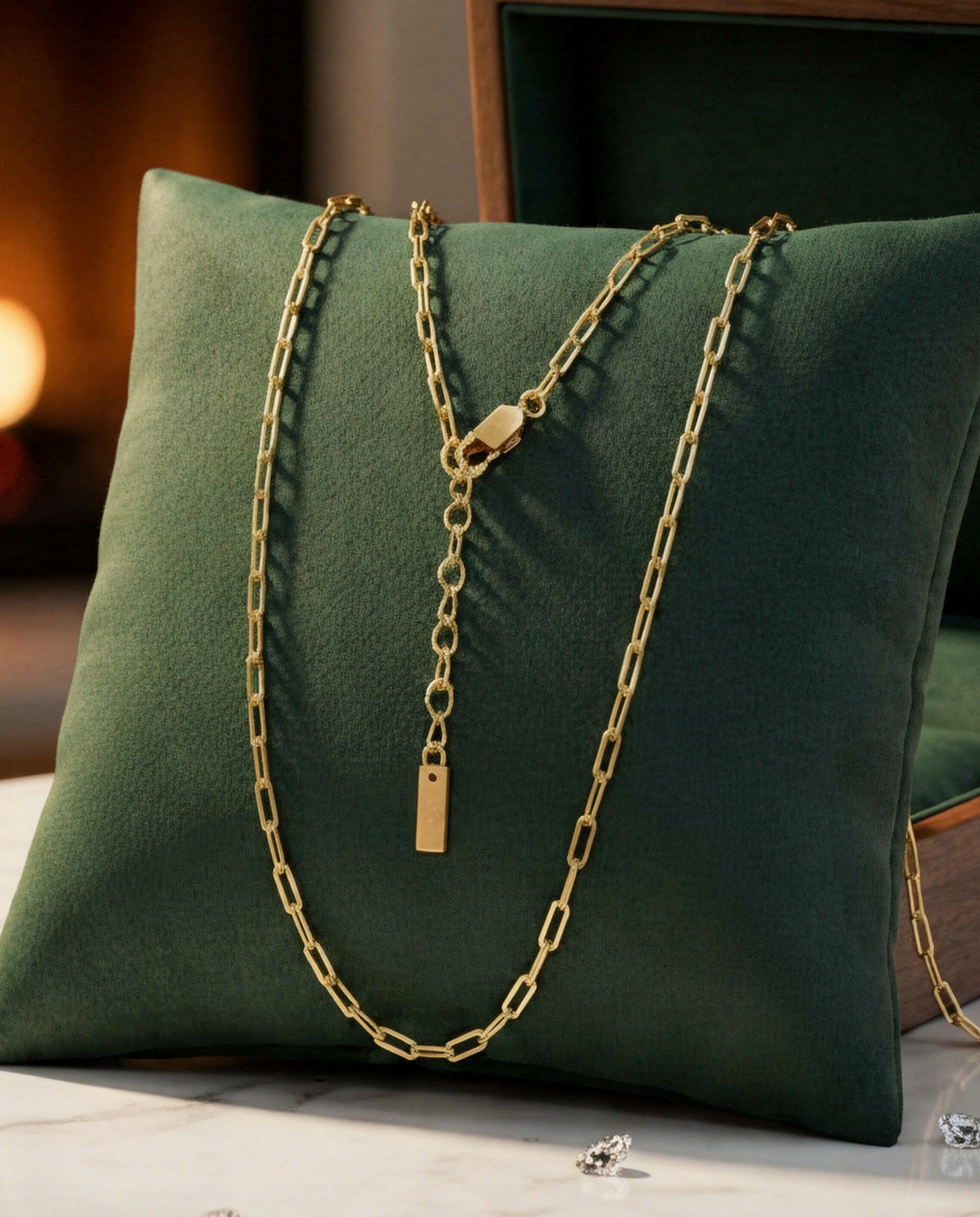 Colier argint 925 zale, Paperclip, auriu, placat cu aur, 2 mm, MYGRACE