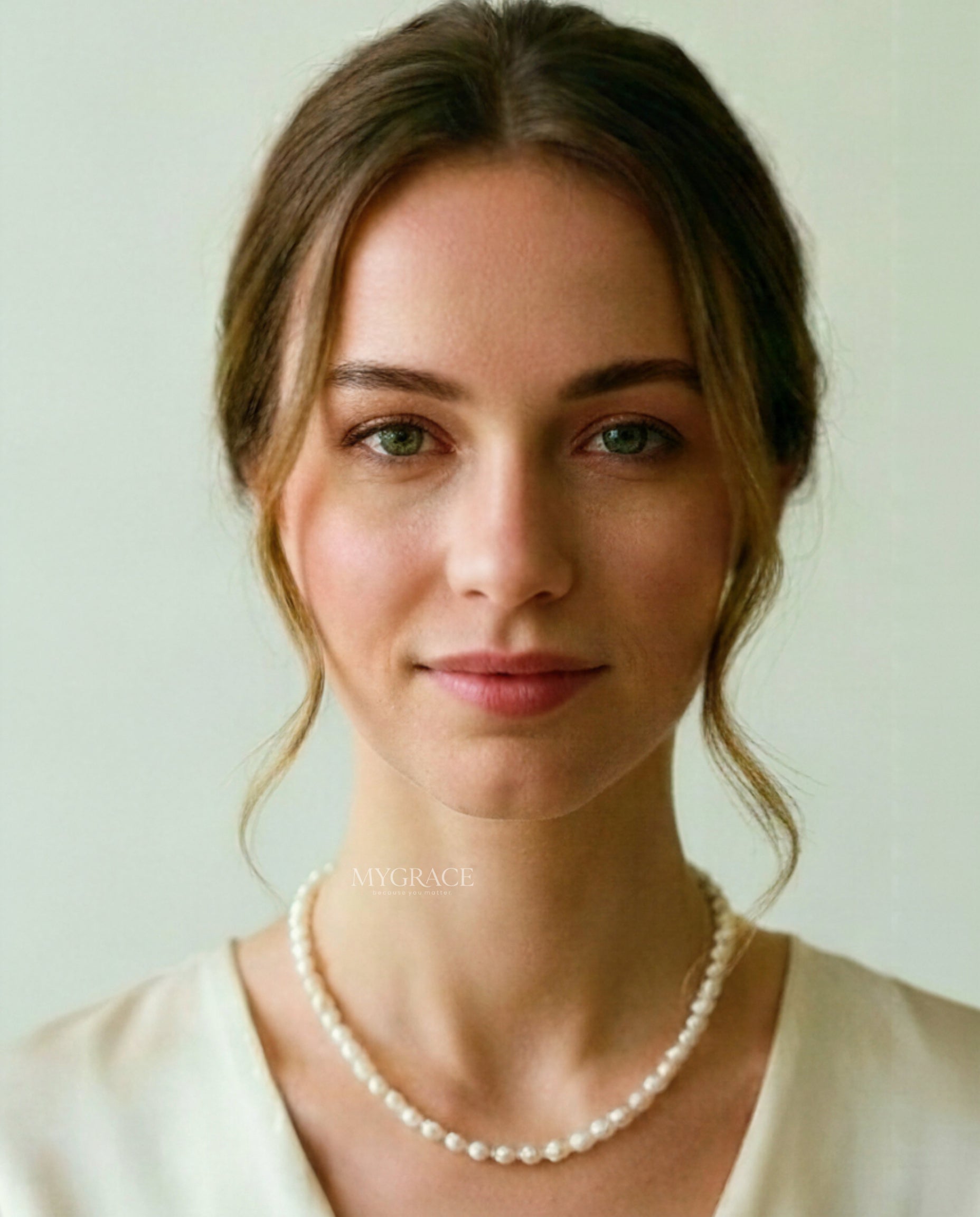 Colier perle naturale și argint 925, alb, la baza gâtului, 5 mm, MYGRACE