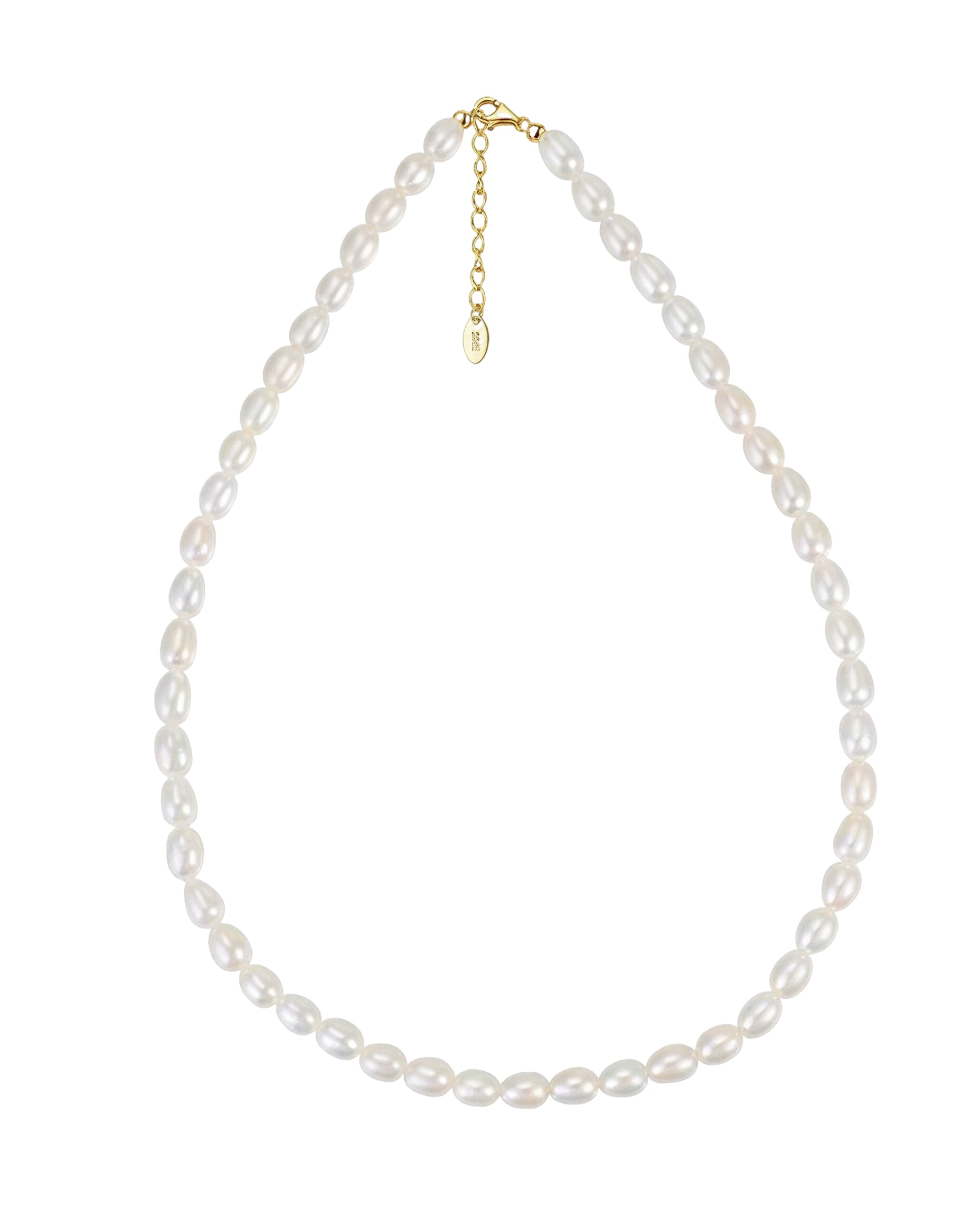 Colier perle naturale și argint 925, alb, placat cu aur, 5 mm, MYGRACE