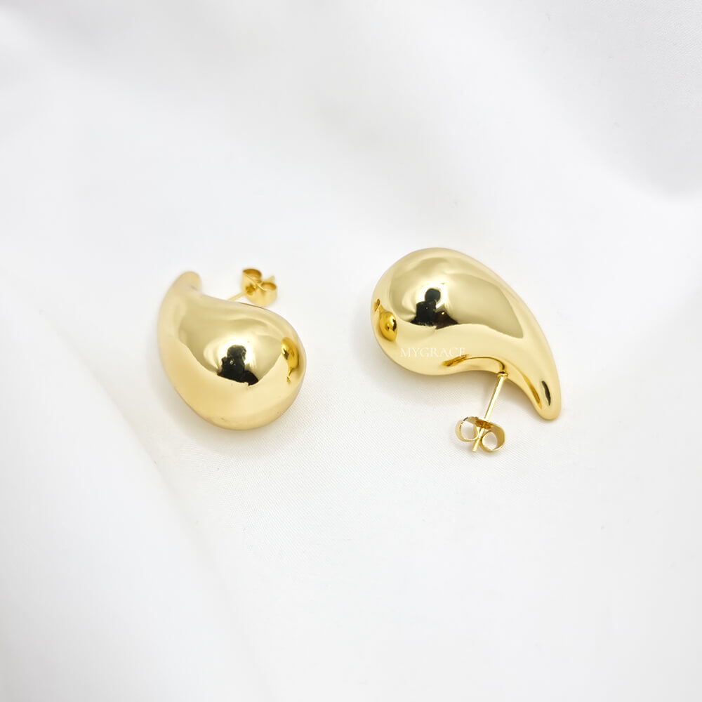 Cercei Stud ”Be stylish”, aurii, model lacrimă, oțel inoxidabil, placați cu aur 18K