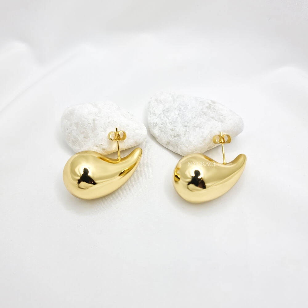 Cercei Stud ”Be stylish”, aurii, model lacrimă, oțel inoxidabil, placați cu aur 18K