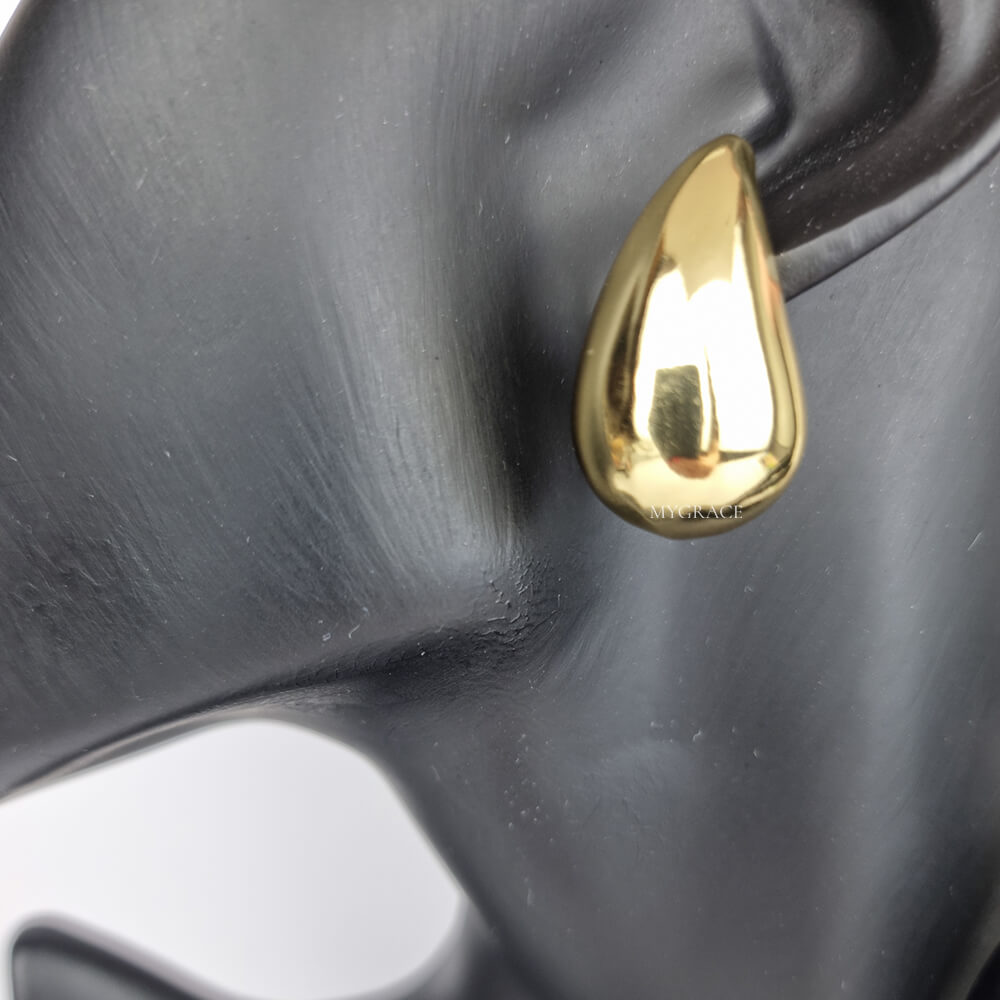 Cercei Stud ”Be stylish”, aurii, model lacrimă, oțel inoxidabil, placați cu aur 18K
