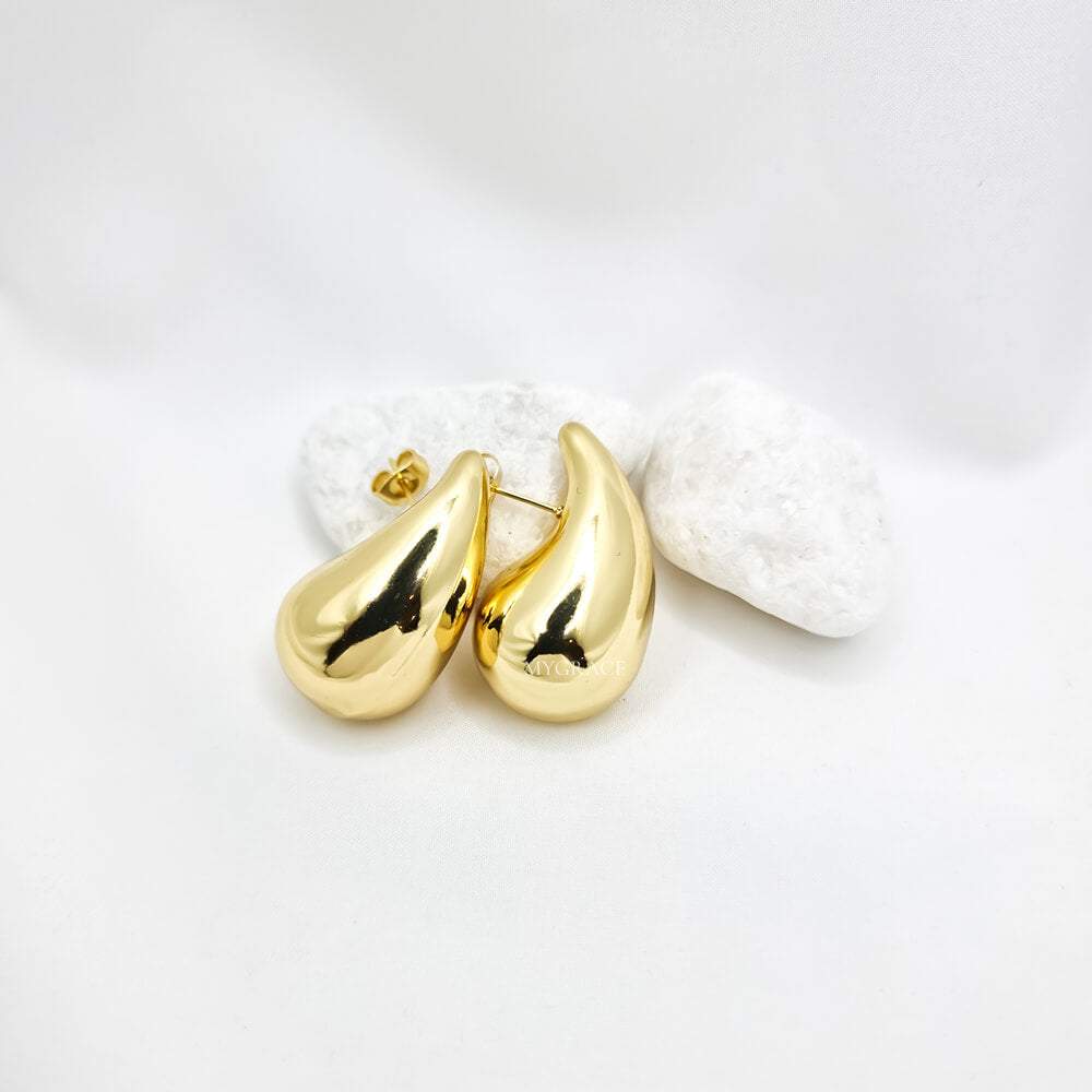 Cercei Stud ”Be stylish”, aurii, model lacrimă, oțel inoxidabil, placați cu aur 18K