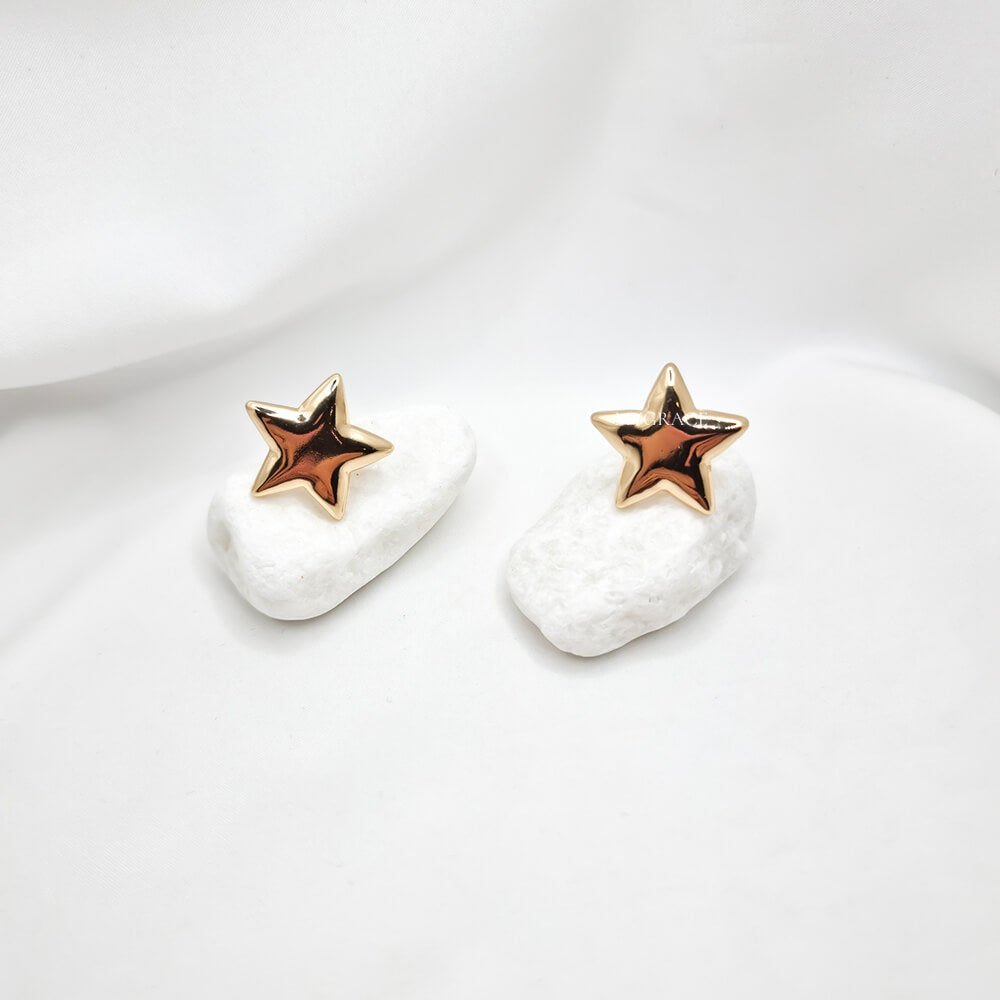 Cercei Stud ”Be bright”, aurii, în formă de stea, oțel inoxidabil