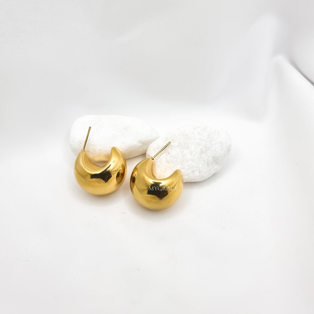 Cercei Stud ”Be stylish”, aurii, model picătură, oțel inoxidabil, placați cu aur 18K
