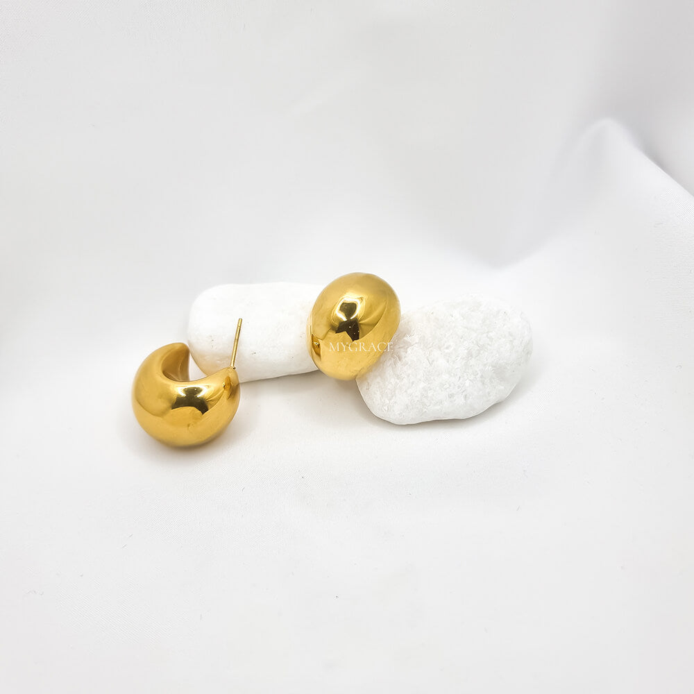 Cercei Stud ”Be stylish”, aurii, model picătură, oțel inoxidabil, placați cu aur 18K