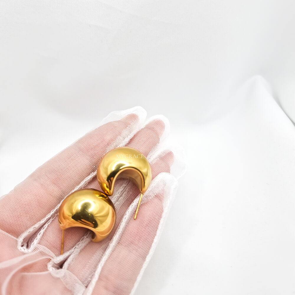 Cercei Stud ”Be stylish”, aurii, model picătură, oțel inoxidabil, placați cu aur 18K