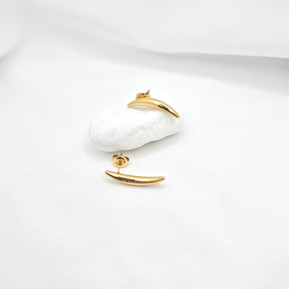 Cercei inox ”Be stylish”, aurii, minimaliști, placați cu aur 14K, tip stud