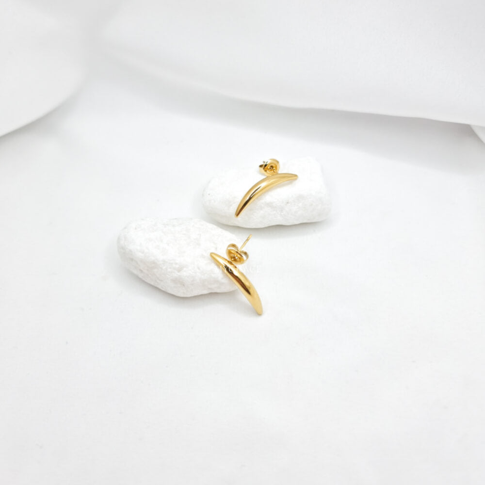 Cercei inox ”Be stylish”, aurii, minimaliști, placați cu aur 14K, tip stud