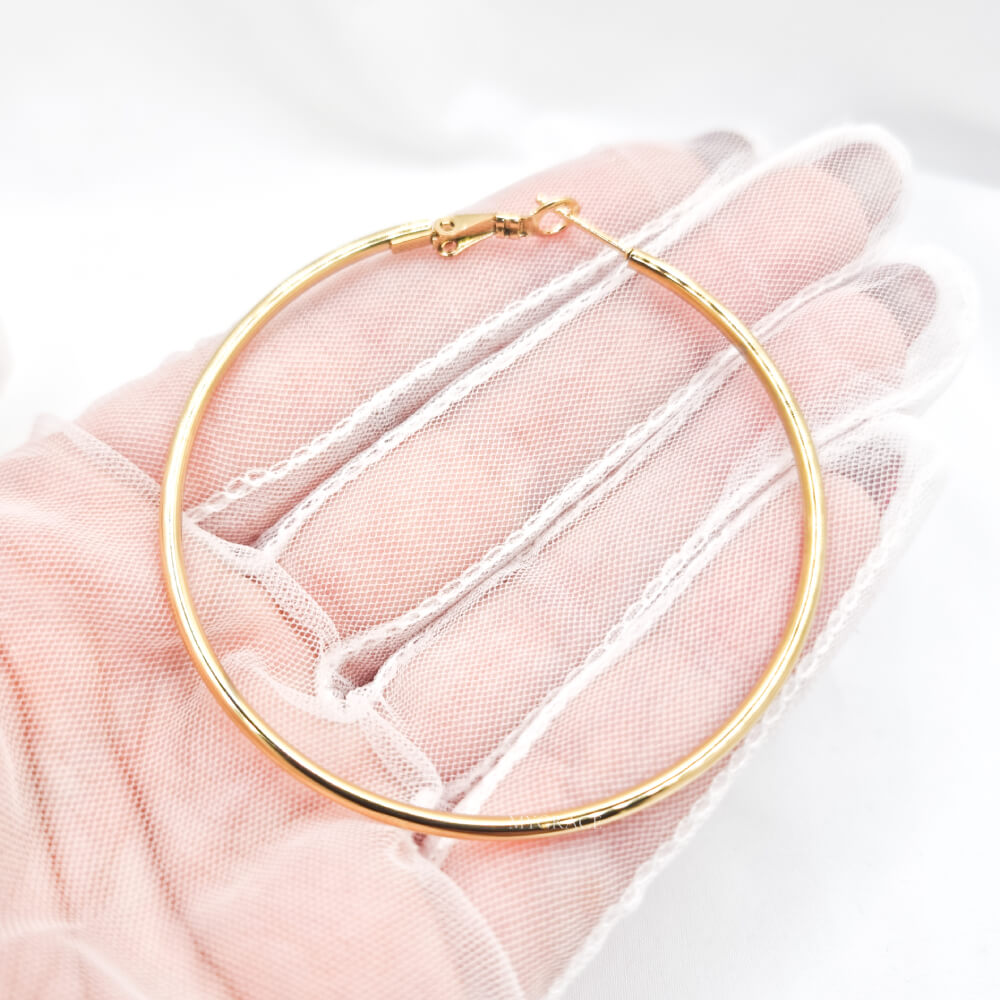 Cercei inox ”Be stylish”, aurii, rotunzi, placați cu aur 18K, tip hoop