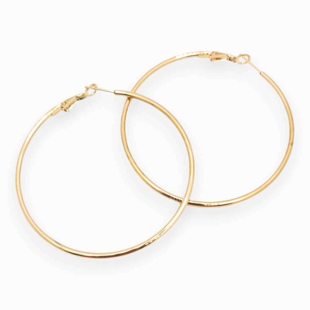 Cercei inox ”Be stylish”, aurii, rotunzi, placați cu aur 18K, tip hoop