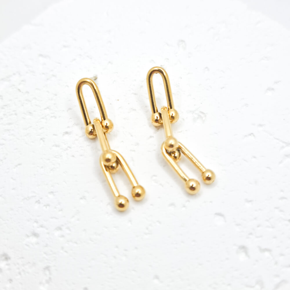 Cercei inox ”Be sophisticated”, aurii, model zale, placați cu aur 18K, tip dropv