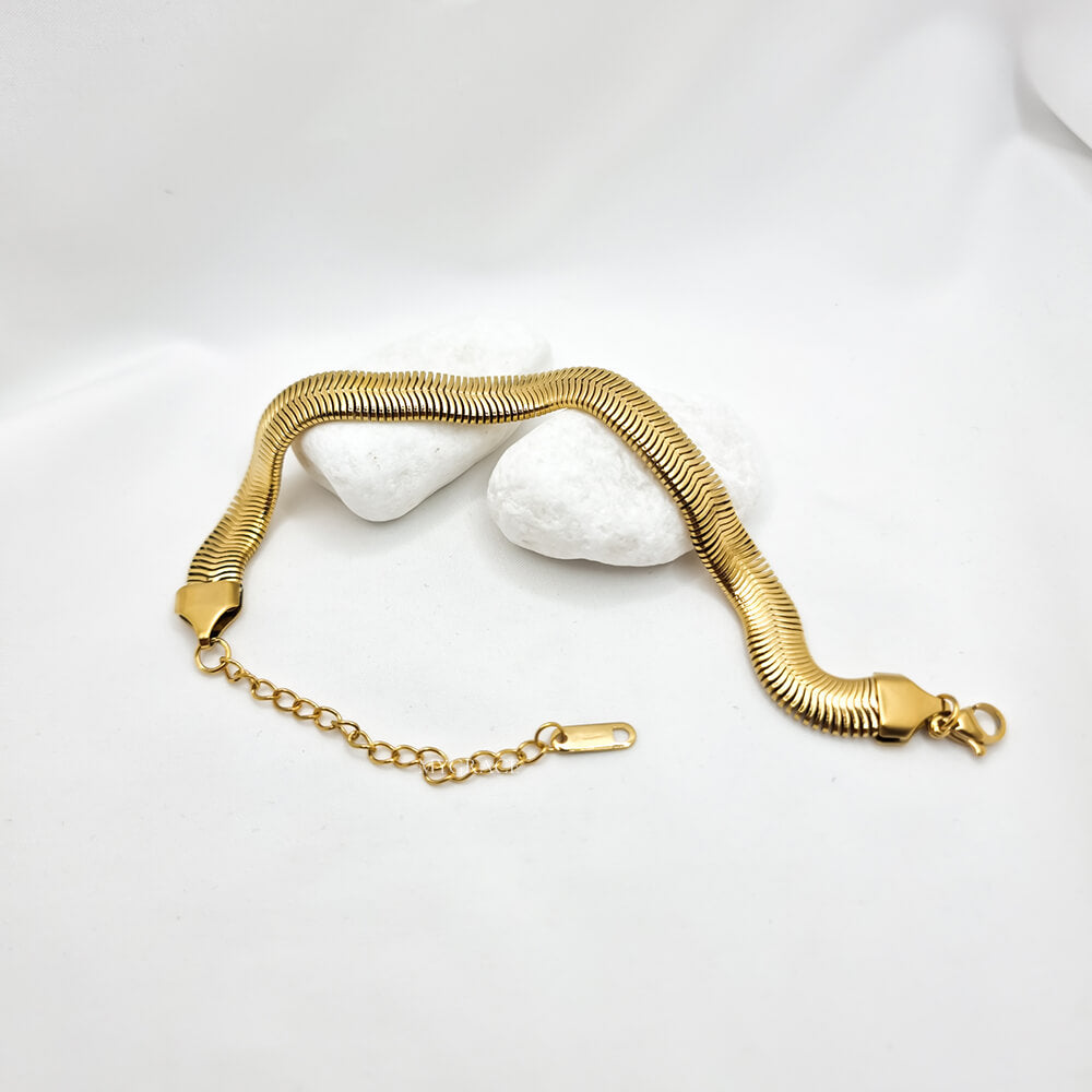 Brățară oțel inoxidabil ”Be iconic”, aurie, model snake, placată cu aur 18K