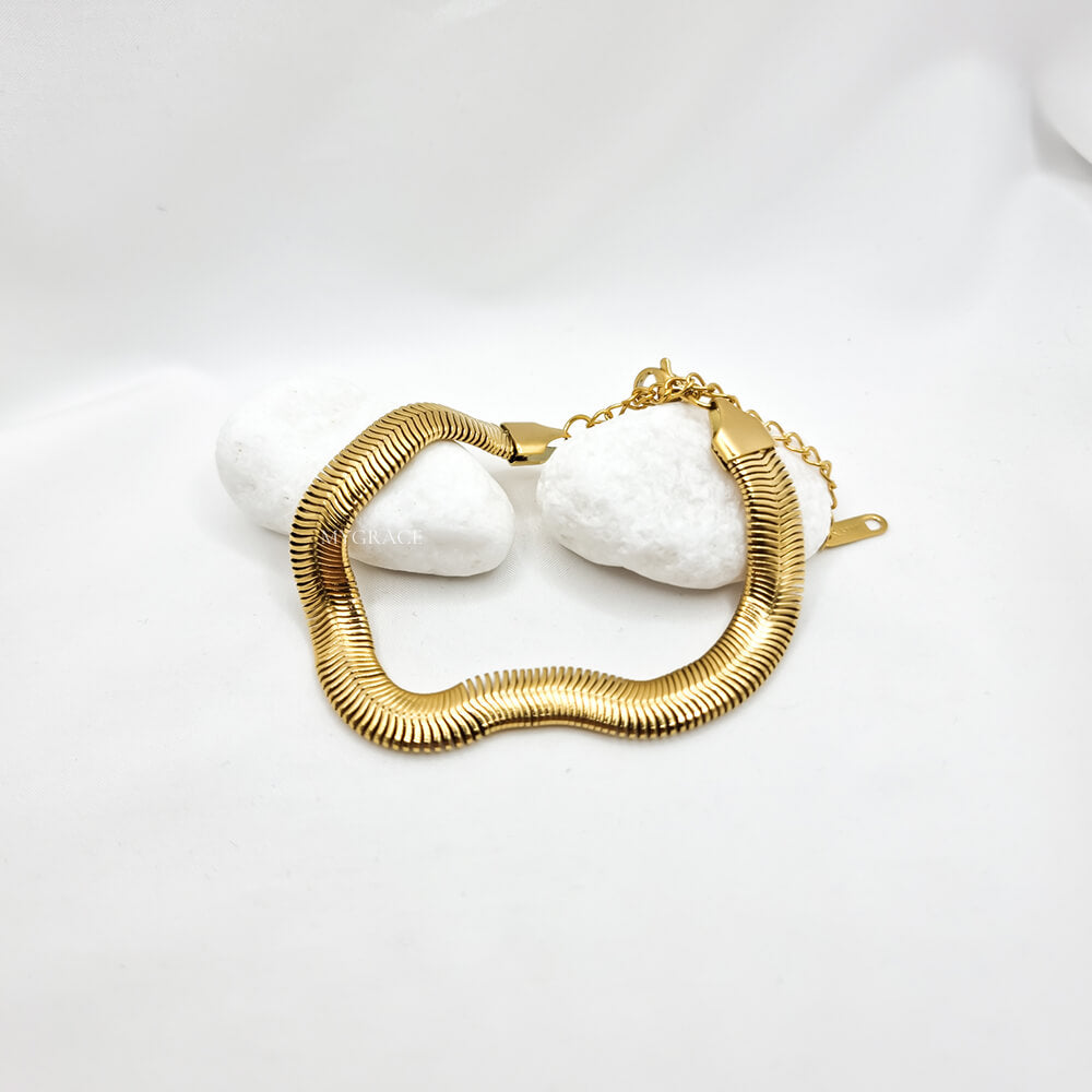 Brățară oțel inoxidabil ”Be iconic”, aurie, model snake, placată cu aur 18K