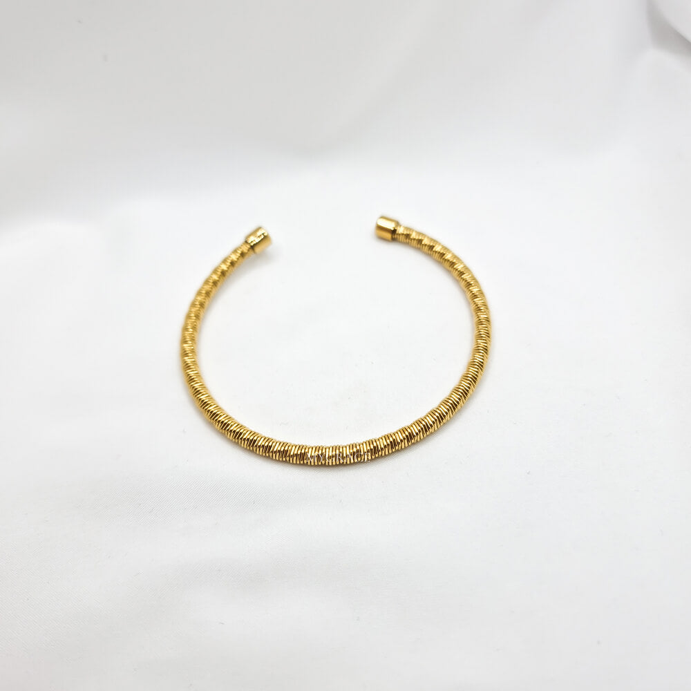 Brățară bangle ”Be simple” aurie, oțel inoxidabil, placată cu aur 18K