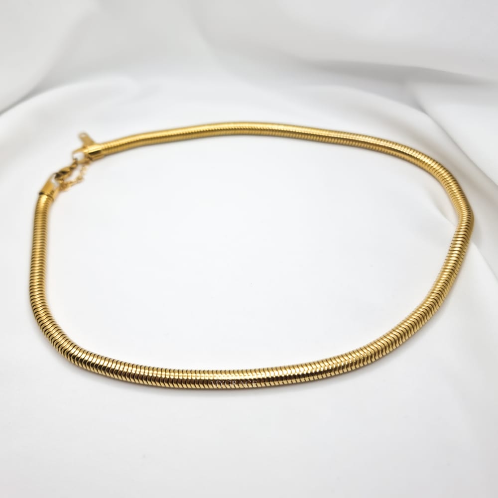 Colier oțel inoxidabil ”Be bold”, auriu, model snake chain geometric, placat cu aur, 0.4 cm