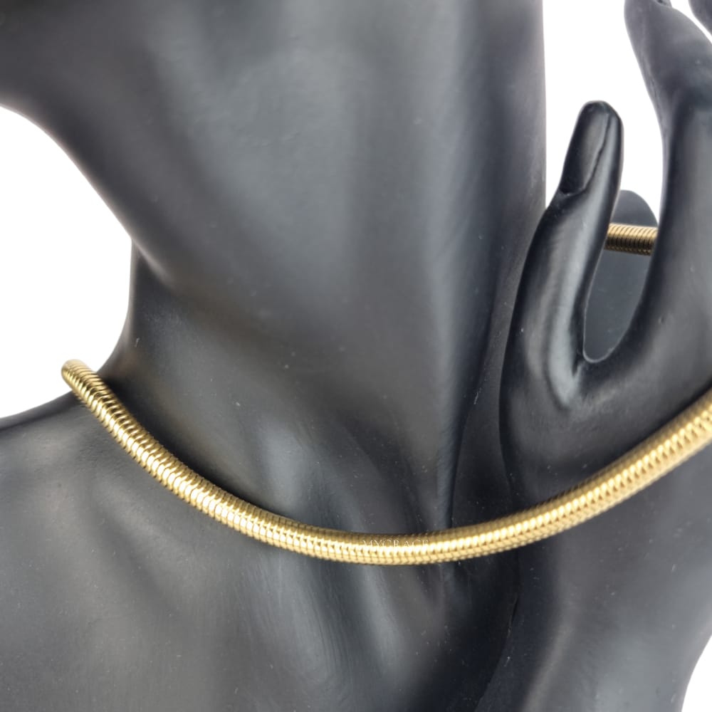 Colier oțel inoxidabil ”Be bold”, auriu, model snake chain geometric, placat cu aur, 0.4 cm