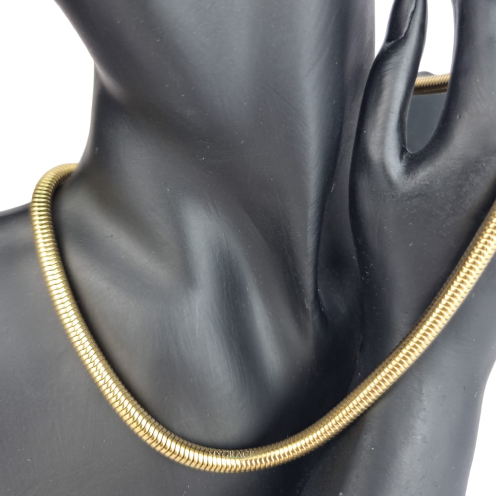 Colier oțel inoxidabil ”Be bold”, auriu, model snake chain geometric, placat cu aur, 0.4 cm