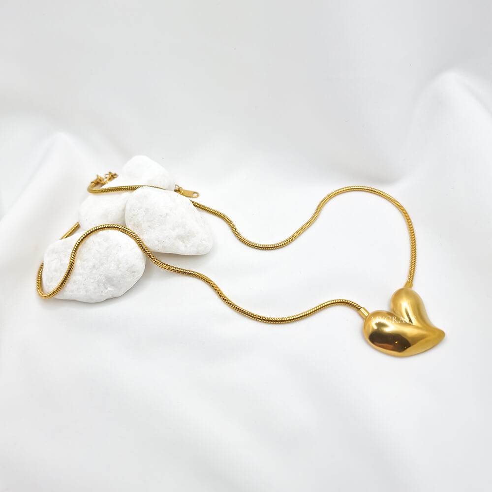 Colier oțel inoxidabil ”Be stylish”, auriu, model inimioară, placat cu aur 18K
