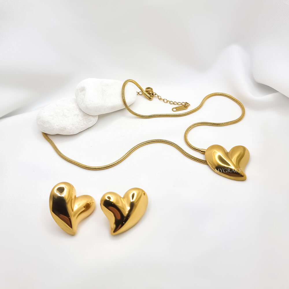 Colier oțel inoxidabil ”Be stylish”, auriu, model inimioară, placat cu aur 18K