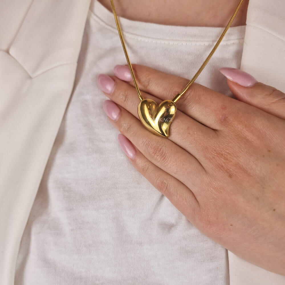Colier oțel inoxidabil ”Be stylish”, auriu, model inimioară, placat cu aur 18K