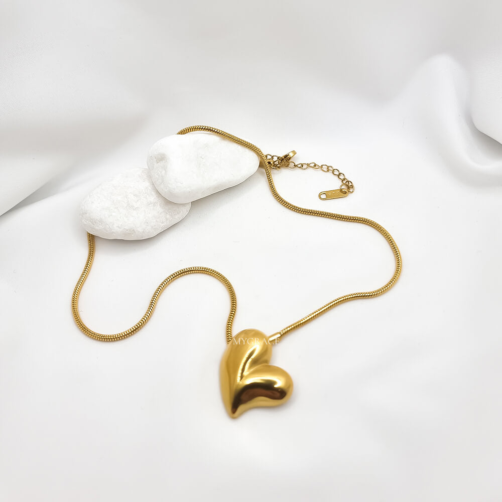 Colier oțel inoxidabil ”Be stylish”, auriu, model inimioară, placat cu aur 18K