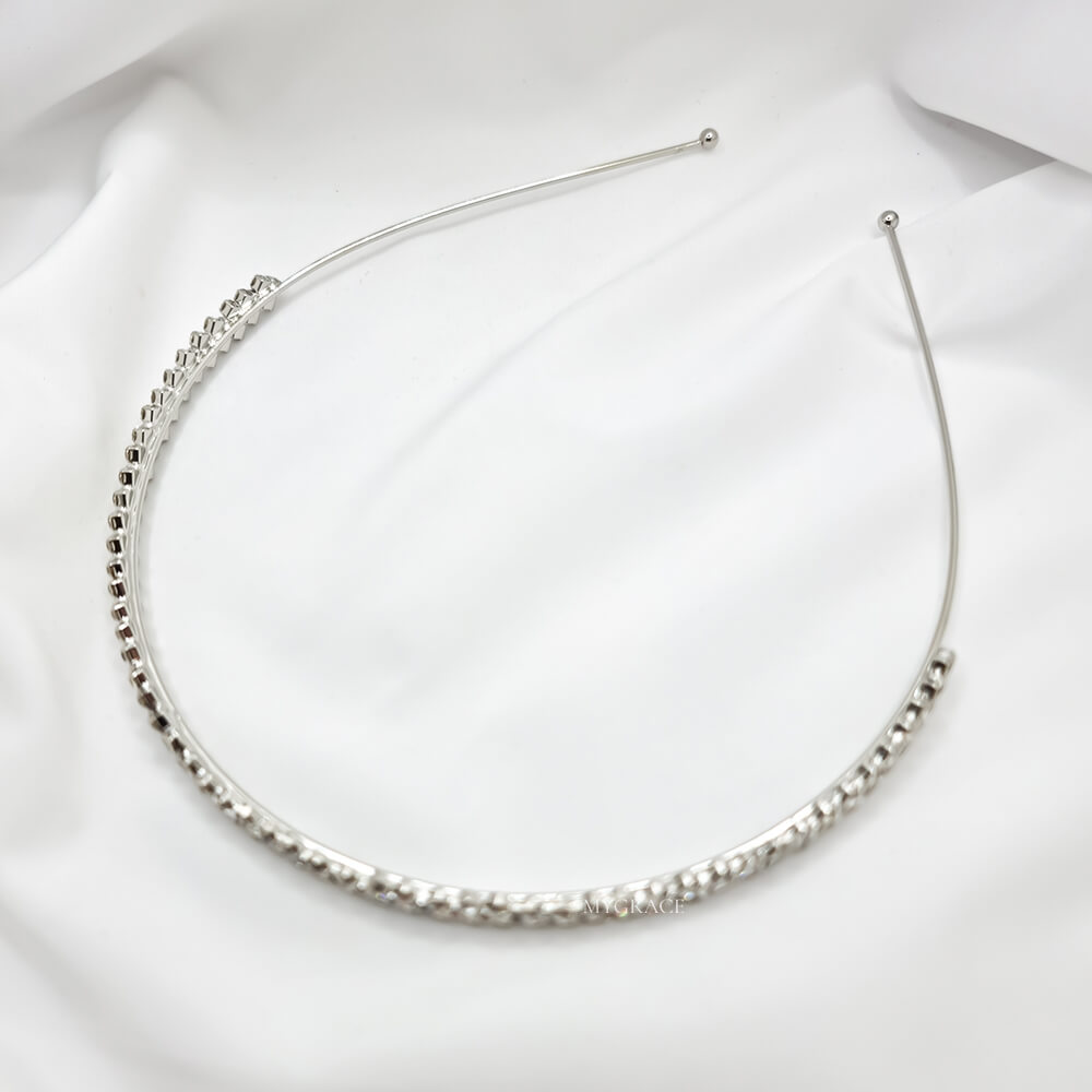 Accesoriu păr mireasă ”Be splendid”, cu cristale încrustate, tip coroniță/diademă, model geometric