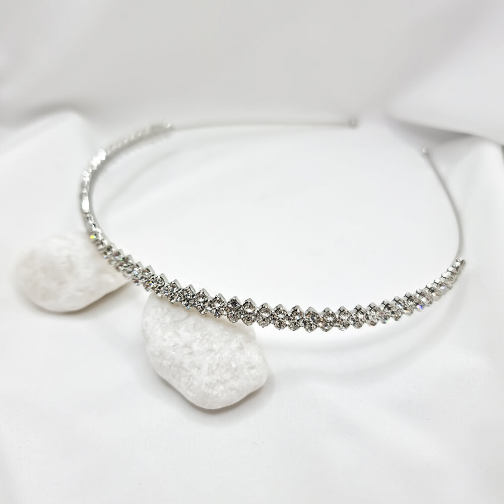 Accesoriu păr mireasă ”Be splendid”, cu cristale încrustate, tip coroniță/diademă, model geometric