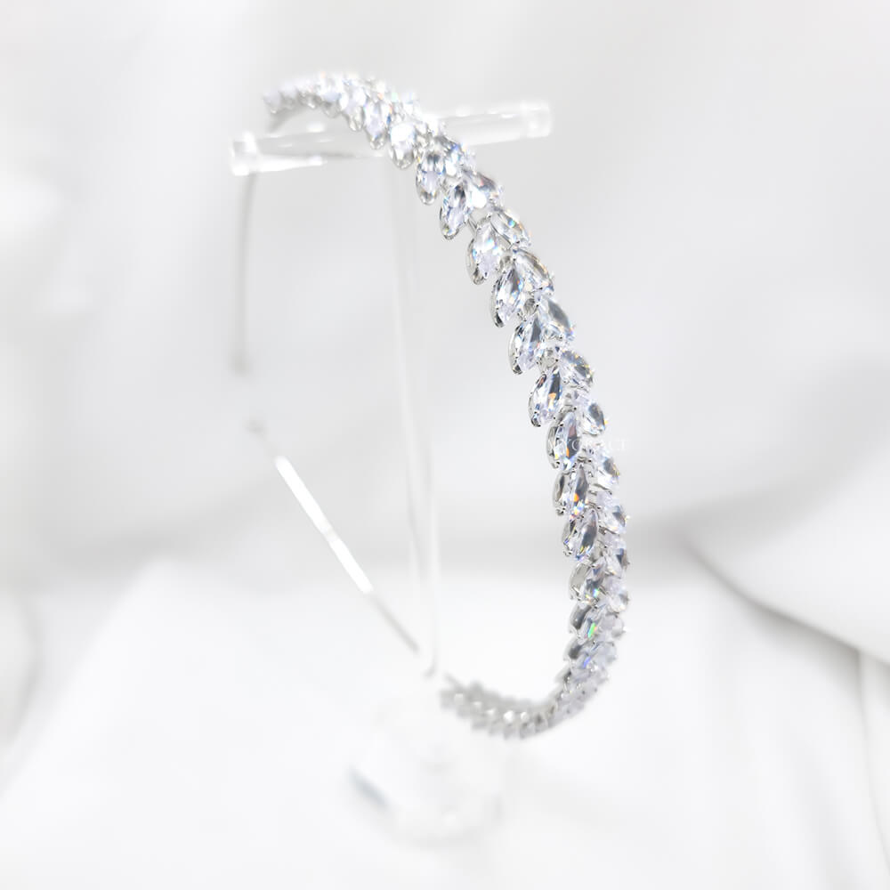 Accesoriu păr mireasă ”Be exquisite”, argintiu, tip coroniță/diademă, decorată cu zirconiu, 1.2 cm