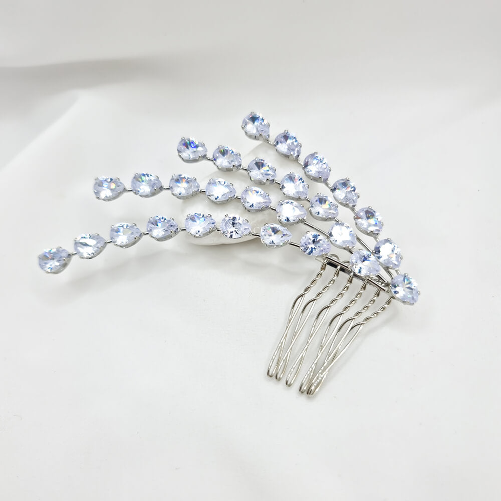 Accesoriu păr mireasă ”Be exquisite”, argintiu, tip pieptăn, decorat cu zirconiu