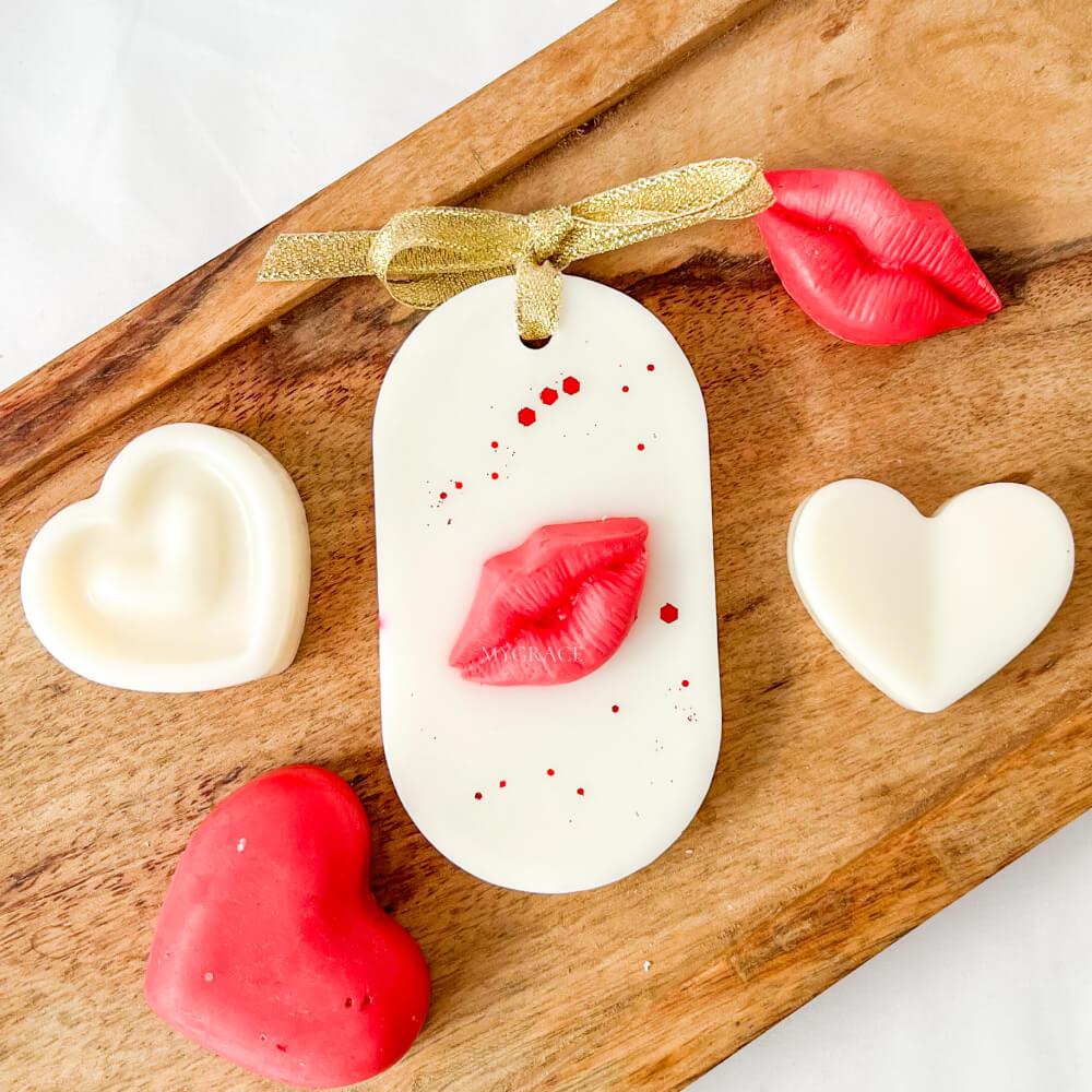 Tabletă ceară soia, parfumată, ”Happy Valentine's Day”, model buze
