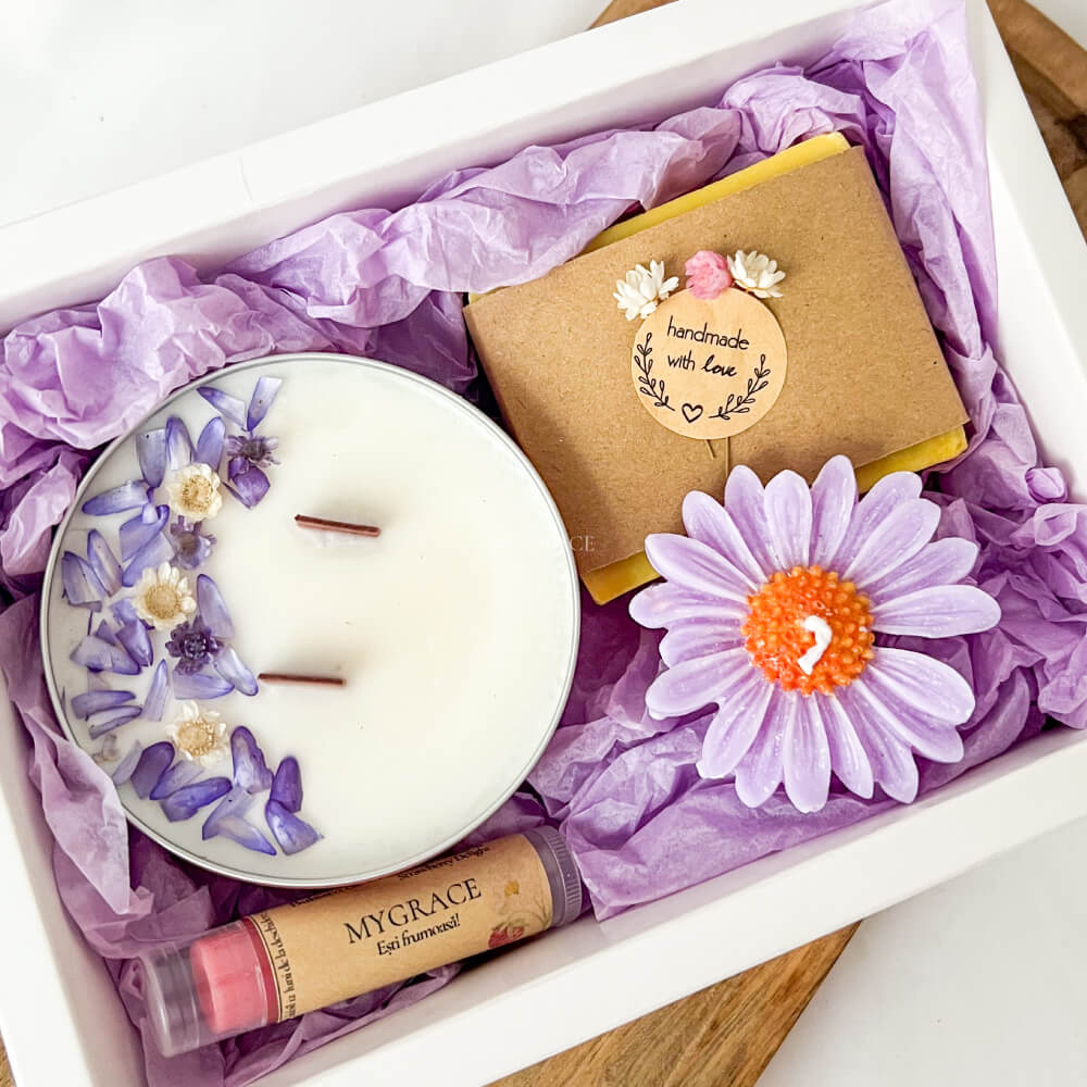 Care & Relaxation Gift Set “MyGrace Zen” – Scented Candles, Lip Balm & Natural Soap