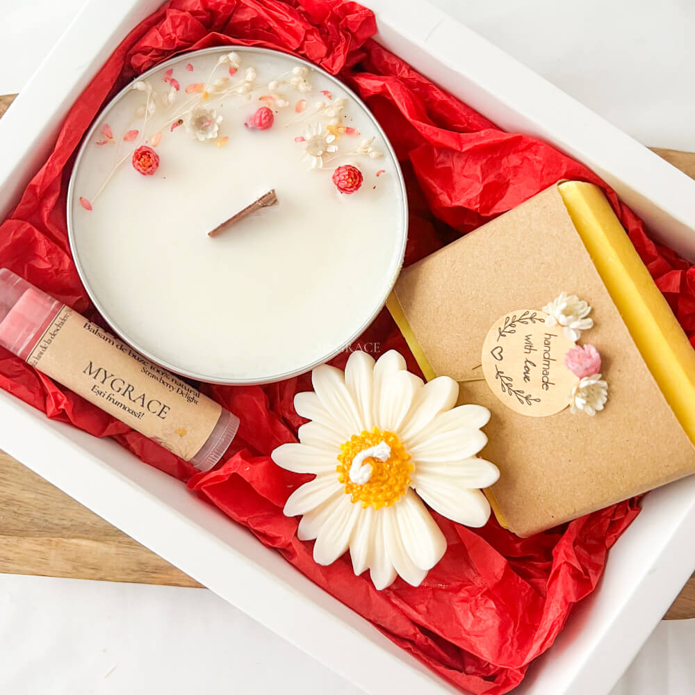 Care & Relaxation Gift Set “MyGrace Delicate” – Scented Candles, Lip Balm, Natural Soap