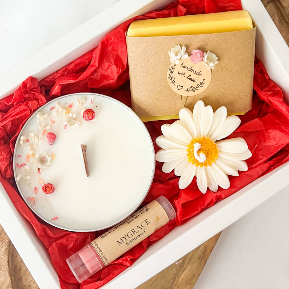 Care & Relaxation Gift Set “MyGrace Delicate” – Scented Candles, Lip Balm, Natural Soap