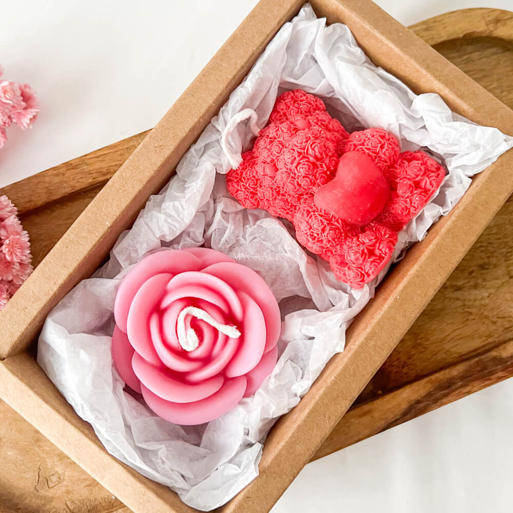 Cadou Valentine's Day - set cadou lumânări parfumate, ceară vegetală