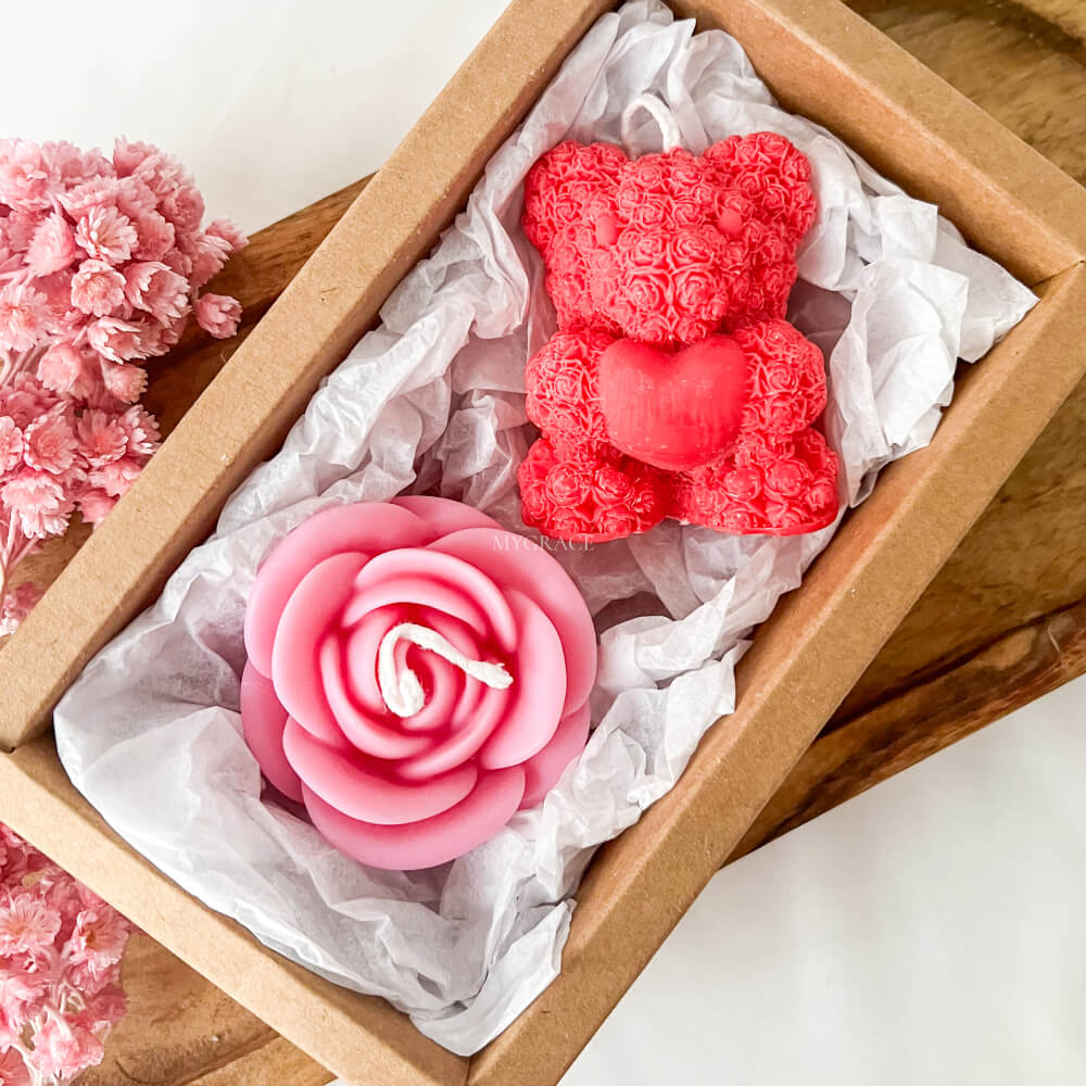 Cadou Valentine's Day - set cadou lumânări parfumate, ceară vegetală