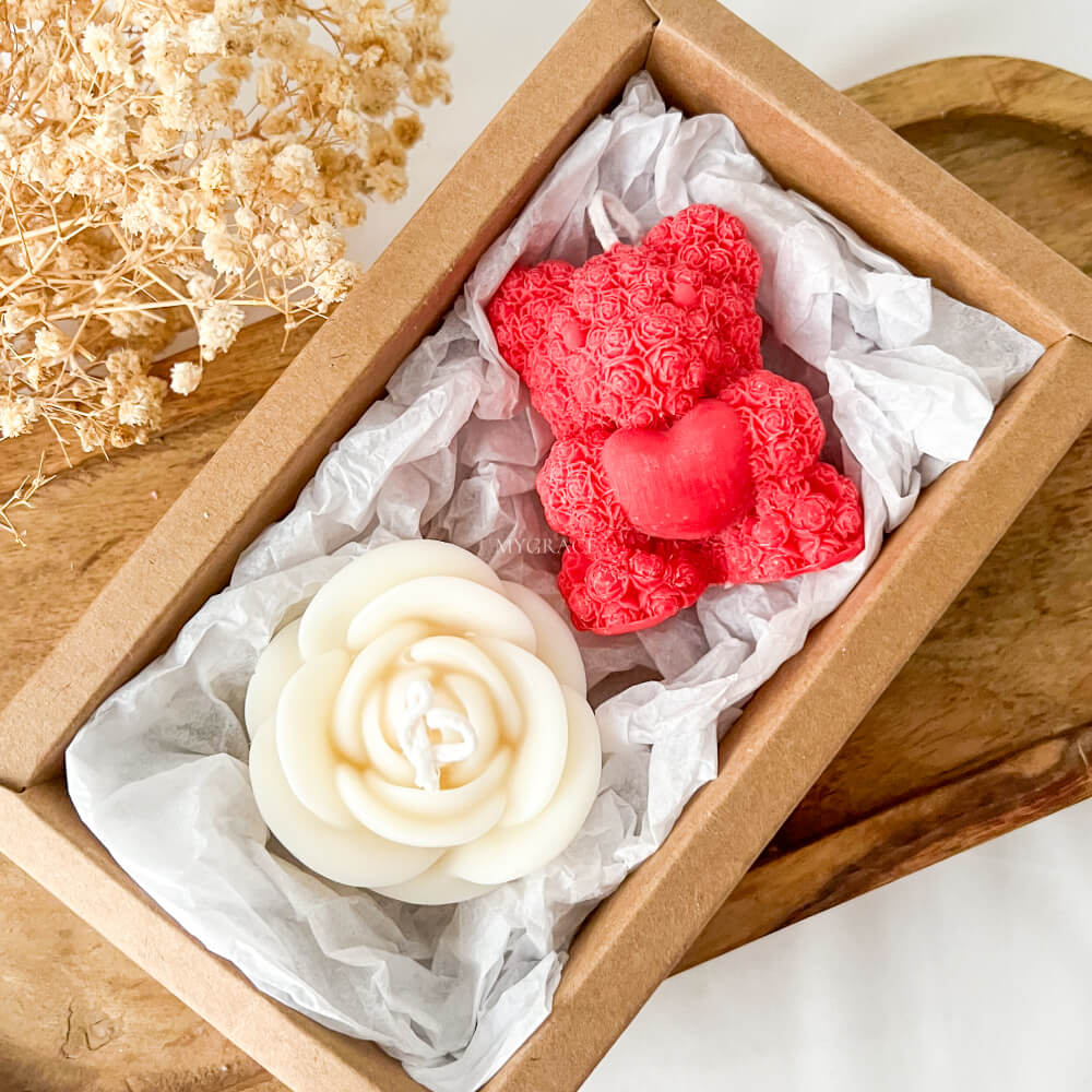 Cadou Valentine's Day - set cadou lumânări parfumate, ceară vegetală