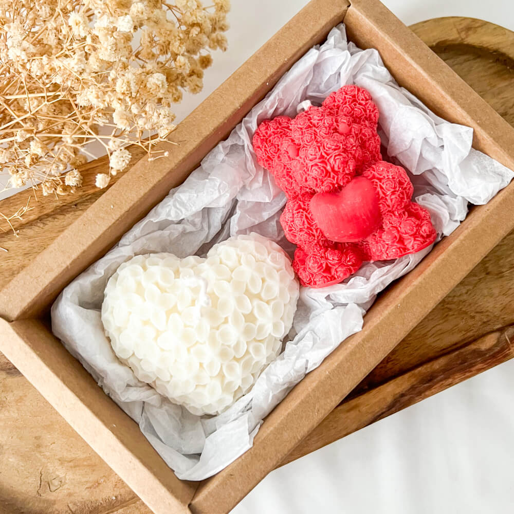 Cadou Valentine's Day - set cadou lumânări parfumate, ceară vegetală