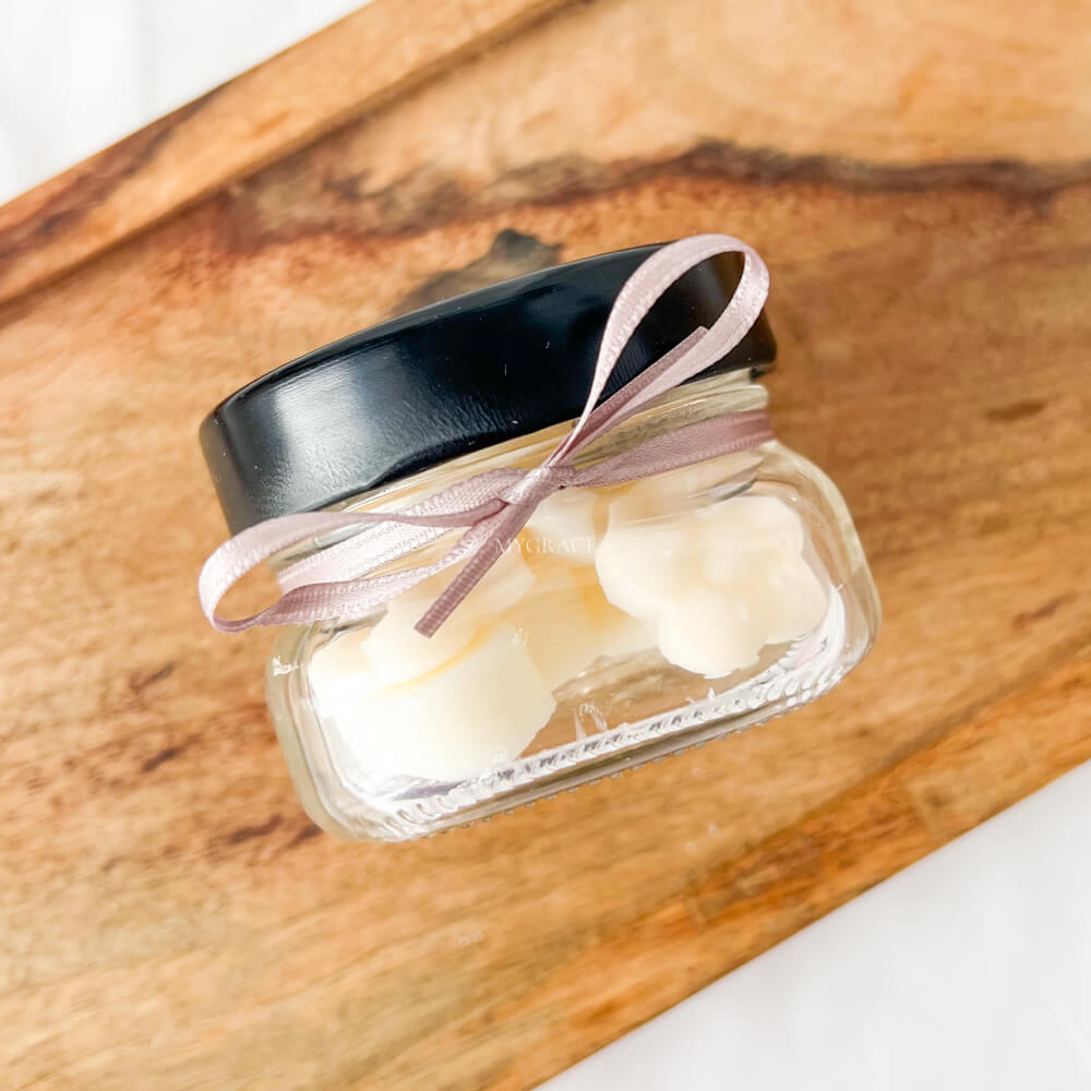 Mărturii nuntă - Borcănaș cu ceară parfumată, diverse sortimente (wax melts ceară soia pură)