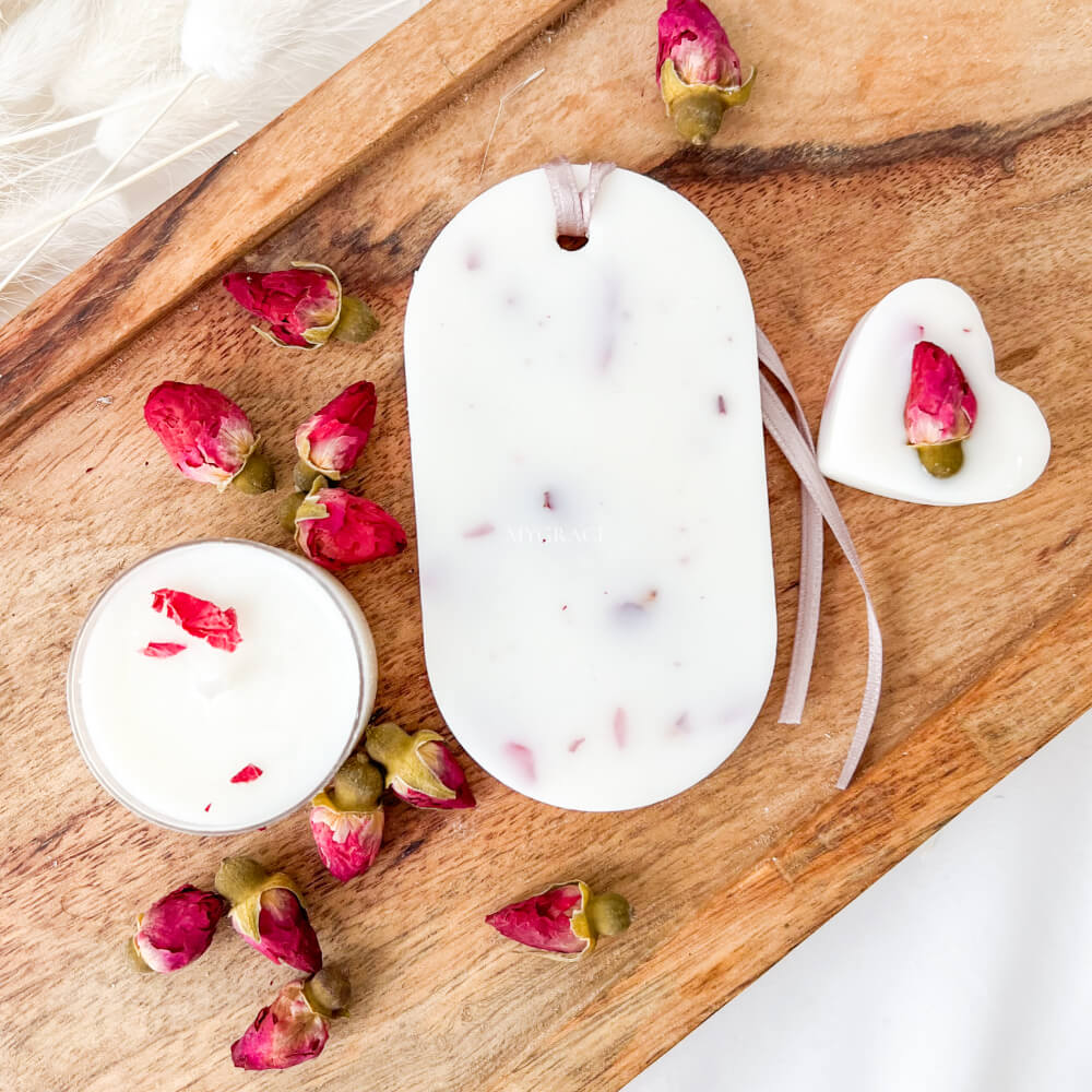 Tabletă parfumată trandafir, ceară naturală de soia