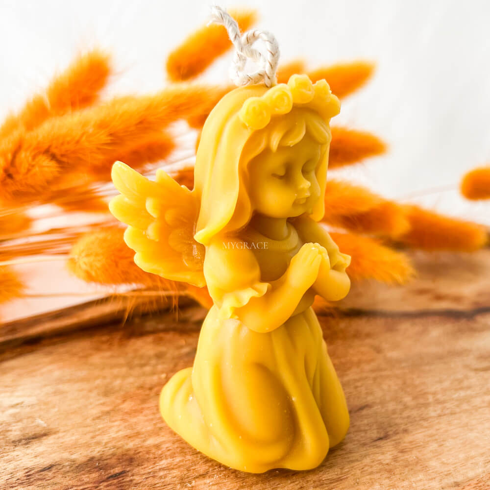 Pure Beeswax Decorative Candle – Little Angel Girl Design