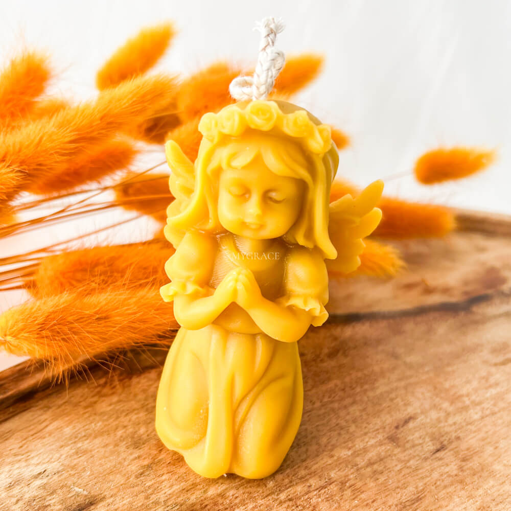Pure Beeswax Decorative Candle – Little Angel Girl Design