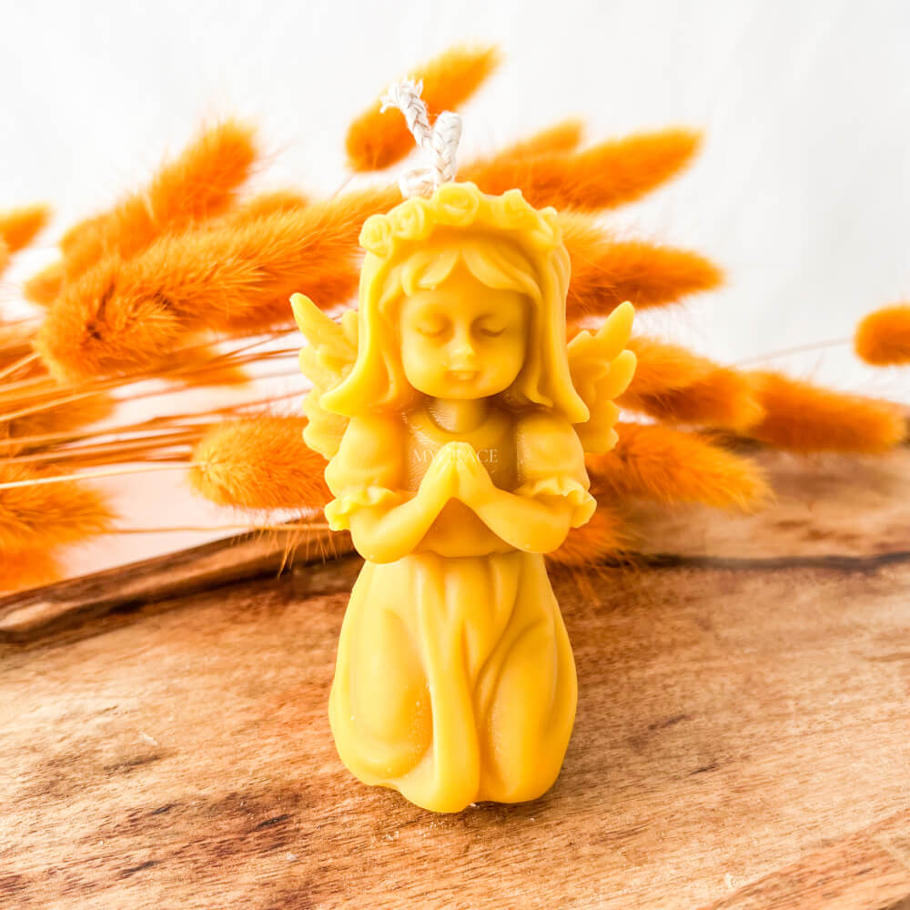 Pure Beeswax Decorative Candle – Little Angel Girl Design