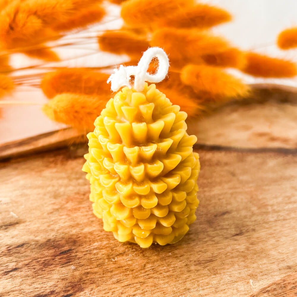 Pure Beeswax Decorative Candle – Pine Cone Design