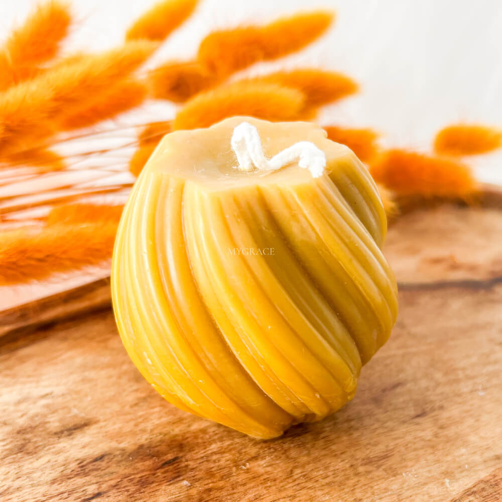Pure Beeswax Decorative Candle – Spiral Design
